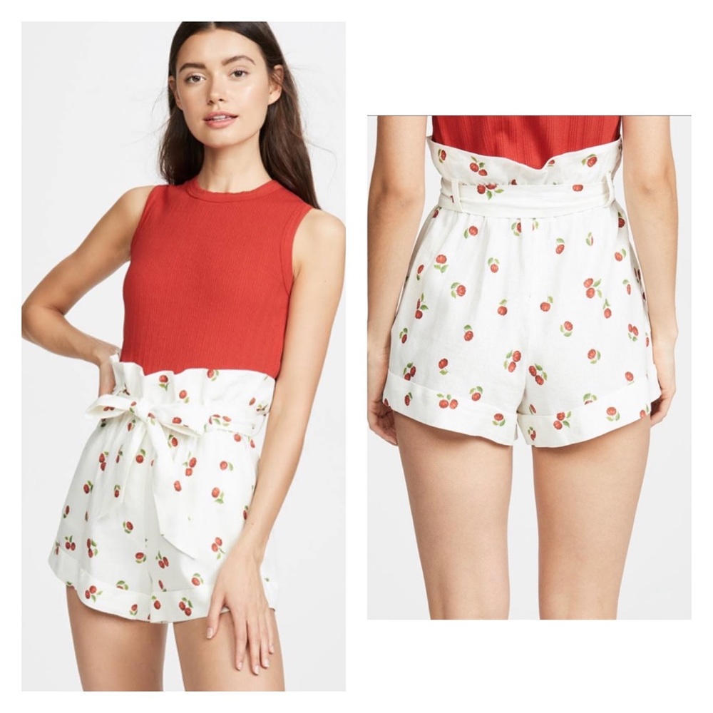 FARM Rio White Cherry Print Shorts